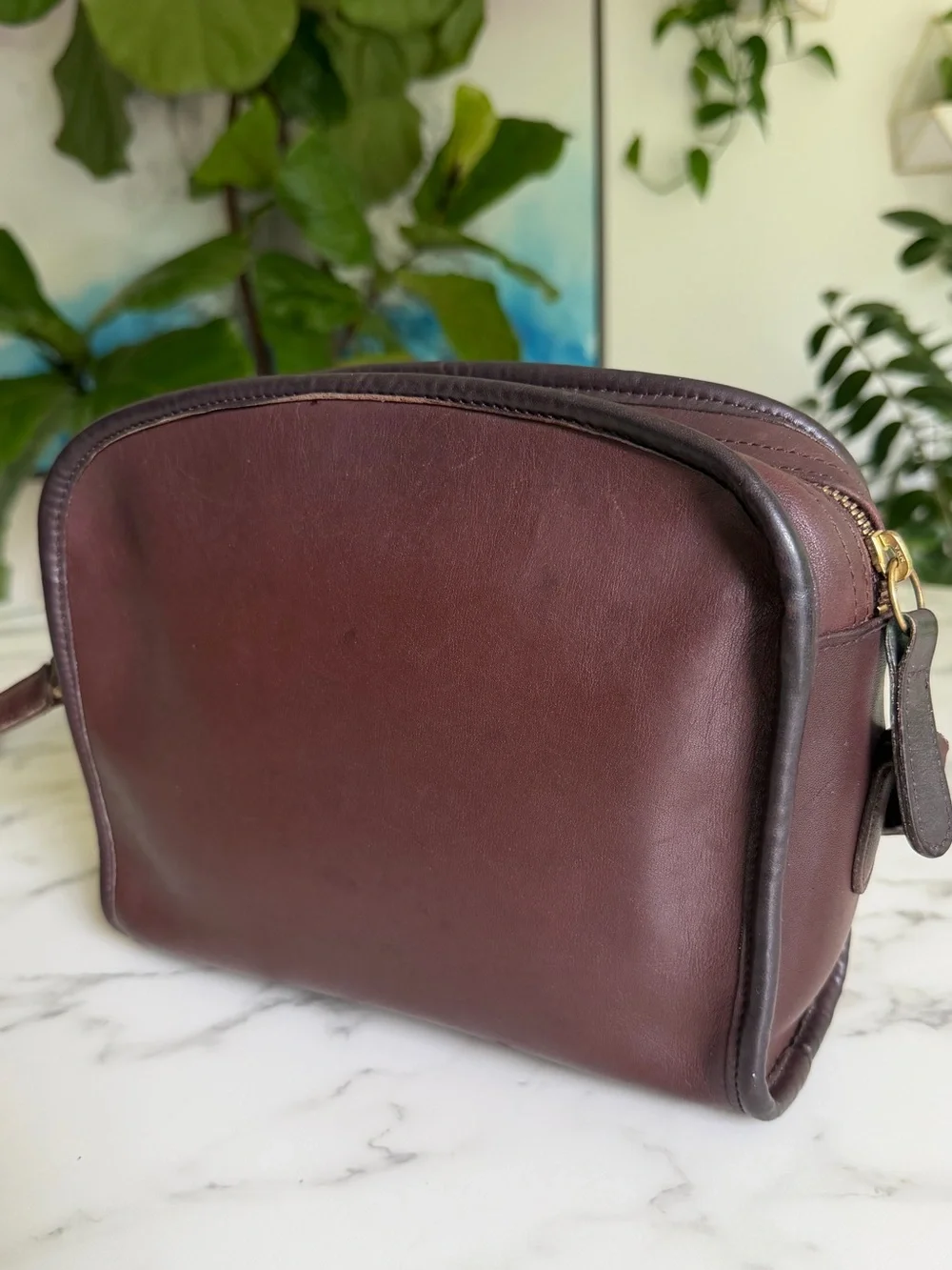 Coach Vintage Metropolis Zip Crossbody Bag 9087 Mahogany Leather 90's w/ Key Fob - Picture 5 of 16